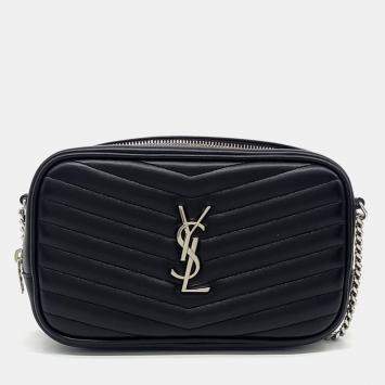 Saint Laurent Paris Black Leather Mini Lou Crossbody Bag