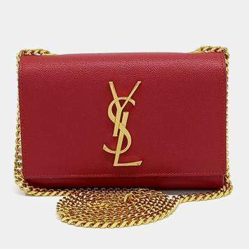 Saint Laurent Paris Red Leather Monogram Mini Crossbody Bag