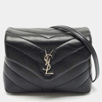 Saint Laurent Black Matelassé Leather Toy Loulou Crossbody Bag
