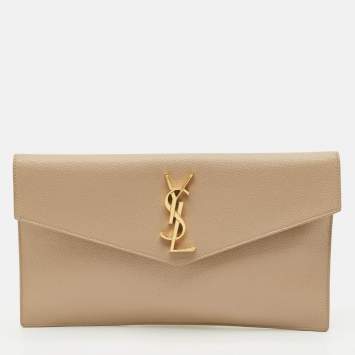 Saint Laurent Beige Leather Uptown Pouch