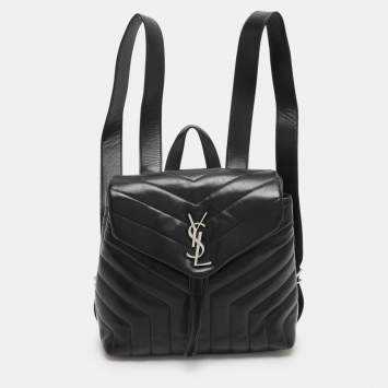 Saint Laurent Black Y Quilted Leather Loulou Backpack