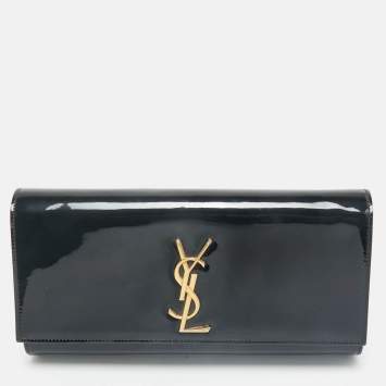 Pre Owned Saint Laurent Black Leather Kate Monogram Clutch