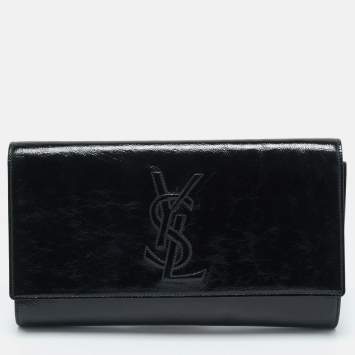 Saint Laurent Black Patent Leather Belle De Jour Clutch