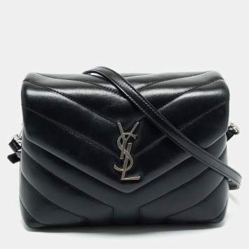 Saint Laurent Black Matelassé Leather Toy Loulou Crossbody Bag