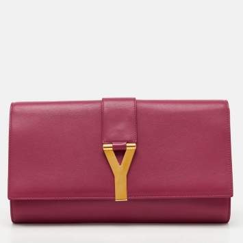Saint Laurent Pink Leather Y-Ligne Clutch