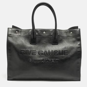 Pre Owned Saint Laurent Black Leather Large Rive Gauche Tote