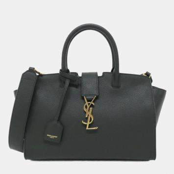 Saint Laurent Downtown Baby Monogram Cabas Leather Satchel Bag