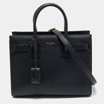 Saint Laurent Black Leather Baby Classic Sac De Jour Tote