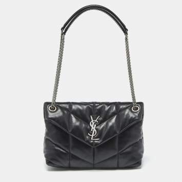 Saint Laurent Black Quilted Leather Small Loulou Puffer Shoulder Bag