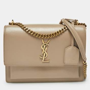 Saint Laurent Beige Leather Medium Sunset Shoulder Bag