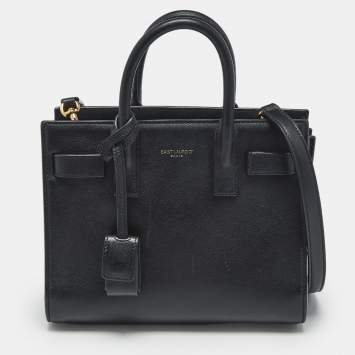 Pre Owned Saint Laurent Black Leather Nano Classic Sac De Jour Tote