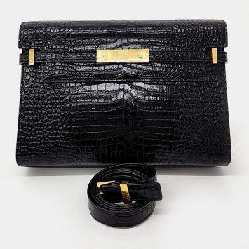 Pre Owned Saint Laurent Paris Black Patent Leather Manhattan Shoulder Bag