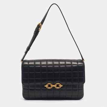 Pre Owned Saint Laurent Black Quilted Leather Le Maillon Shoulder Bag