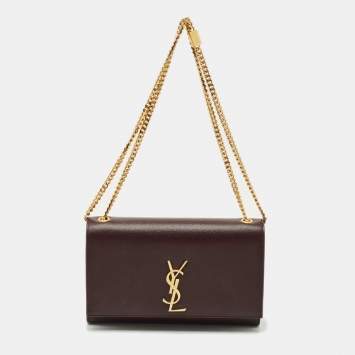 Pre Owned Saint Laurent Burgundy Leather Medium Kate Shoulder Bag