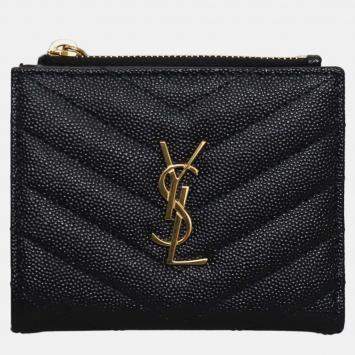 Pre Owned Saint Laurent Paris Cassandre Leather Bifold Wallet