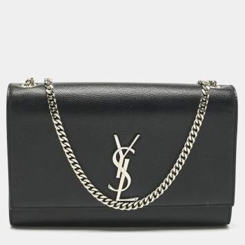 Pre Owned Saint Laurent Black Leather Medium Kate Shoulder Bag