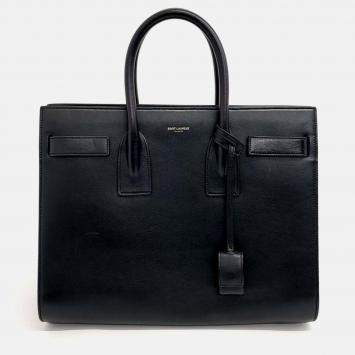 Pre Owned Saint Laurent Paris Black Leather  Sac de Jour Small