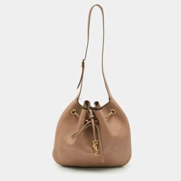 Pre Owned Saint Laurent Beige Leather Paris VII Medium Bucket Bag