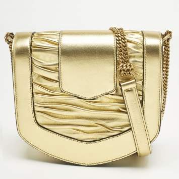 Pre Owned Saint Laurent Gold Leather Chrissie Shoulder Bag