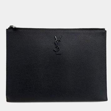 Pre Owned Saint Laurent Paris Black Leather Clutch