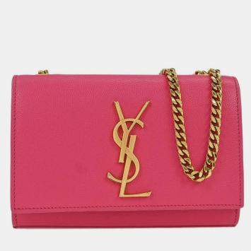 Pre Owned Saint Laurent Pink Leather Kate Shoulder Bag  