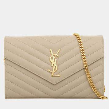 Pre Owned Saint Laurent Paris Cassandre Envelope Wallet On Chain