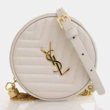 Pre Owned Saint Laurent Baby Calfskin Round Vinyle Belt Bag