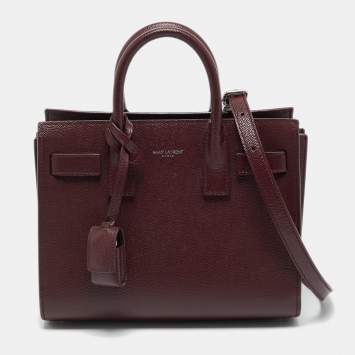 Pre Owned Saint Laurent Burgundy Leather Nano Classic Sac De Jour Tote