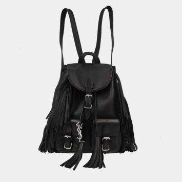 Pre Owned Saint Laurent Black Fringe Festival Backpack