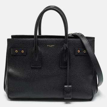 Pre Owned Saint Laurent Black Supple Leather Small Classic Sac De Jour Tote