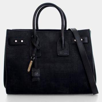 Pre Owned Saint Laurent Small Embossed Crocodile Nubuck Sac De Jour