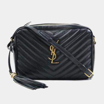 Pre Owned Saint Laurent Lou Shoulder Bag In Black And Gold