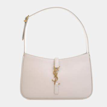 Pre Owned Saint Laurent White Calfskin Le 5 A 7 Shoulder Bag