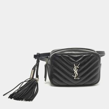 Pre Owned Saint Laurent Lou Black Matelasse Leather Belt Bag