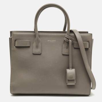 Pre Owned Saint Laurent Classic Sac De Jour Baby Grey Leather Tote