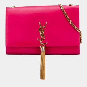 Pre Owned Saint Laurent Paris Pink Medium Smooth Calfskin Classic Monogram Kate Tassel Crossbody