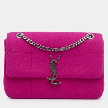 Pre Owned Saint Laurent Paris Pink Medium Jersey Wool Patchwork Jamie Crossbody