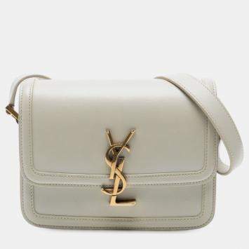 Pre Owned Saint Laurent Paris White Small Calfskin Solferino Satchel In Box