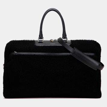 Pre Owned Saint Laurent Paris Black Shearling Travel Bag