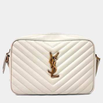 Pre Owned Saint Laurent Paris Beige Leather Lou Camera Bag