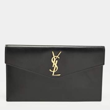 مملوكة مسبقًا Saint Laurent Uptown Black Leather Clutch