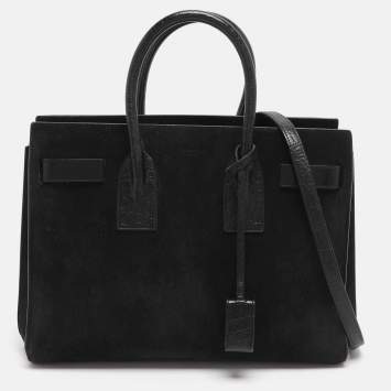 Pre Owned Saint Laurent Sac De Jour Small Black Suede Tote