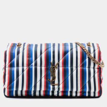 مملوكة مسبقًا Saint Laurent Paris White Medium Quilted Silk Carre Patchwork Jamie Shoulder Bag