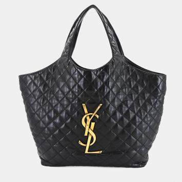 Pre Owned حقيبة سان لوران إيكر ماكسي جلد أسود