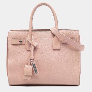 Pre Owned Saint Laurent Paris Pink Baby Grained Calfskin Sac De Jour Satchel