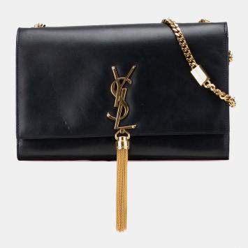 مملوكة مسبقًا Saint Laurent Paris Black Medium Smooth Calfskin Classic Monogram Kate Tassel Crossbody