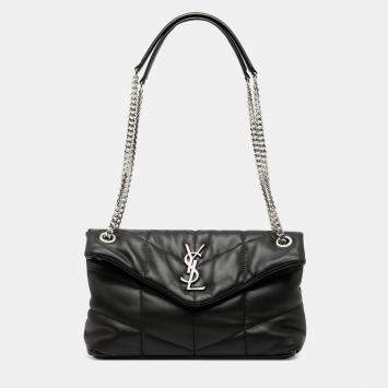 مملوكة مسبقًا Saint Laurent Paris Black Small Lambskin Loulou Puffer Shoulder Bag