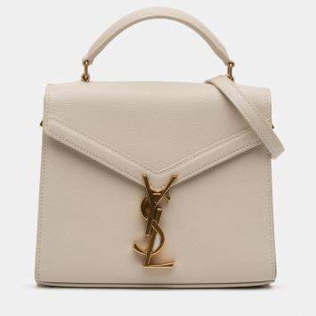 Pre Owned حقيبة يد سان لوران باريس كاساندرا مونوغرام حبيبات صغيرة بنية اللون