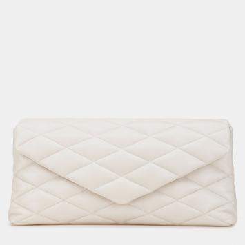 Pre Owned حقيبة كلتش سان لوران باريس مبطن جلد الحمل كبير أبيض