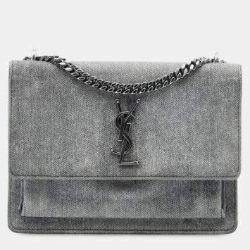 Pre Owned Saint Laurent Paris Medium Denim Monogram Sunset Crossbody